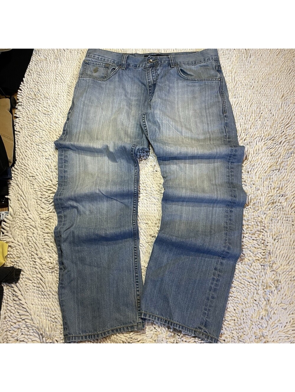 Rocawear Jeans Mens 36x32 Light Wash Blue Wide Leg Denim Y2K Streetwear *READ*